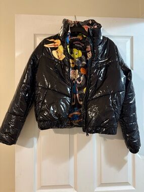 Warner Bros. Tweety & Lola Bunny Cartoon Lined Black Jacket